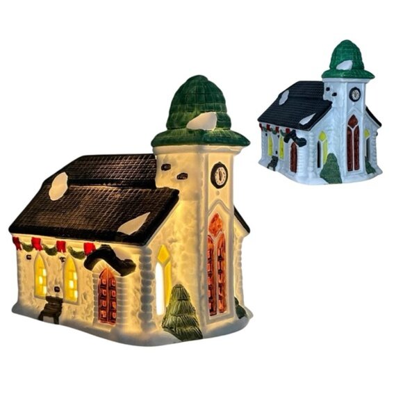 Vintage Village Church St Jude Porcelain Christmas Light Up House Holiday Decor - Picture 4 of 16